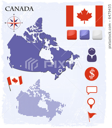 Canada map icons and buttons set 6479435