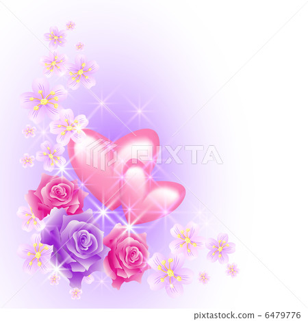 Pink hearts with flowers - Stock Illustration [6479776] - PIXTA