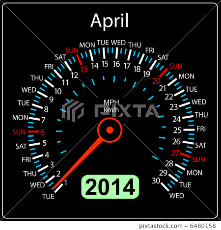 2014 year calendar speedometer car in vector. April. 2014 year calendar speedometer car in vector. April. 6480158