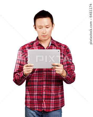 Asian Man With Touch Pad Asian Man With Touch Pad 6481174
