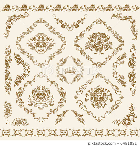 Set of vector damask ornaments. - Stock Illustration [6481851] - PIXTA