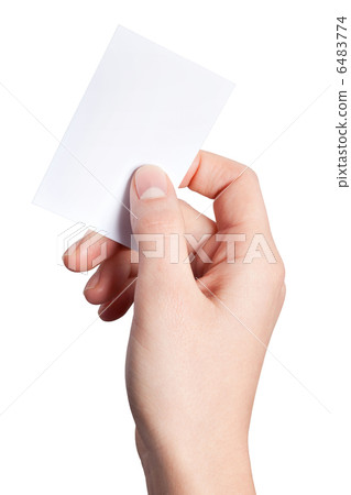 Hand of women holding blank paper label Hand of women holding blank paper label 6483774