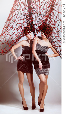 two girls with high net hairstyle 6485761