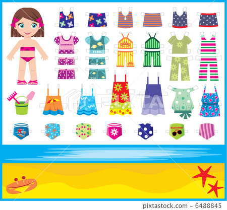 Paper doll with summer set of clothes Paper doll with summer set of clothes 6488845