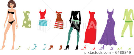 Young beautiful paper dolls with clothes set 6488849