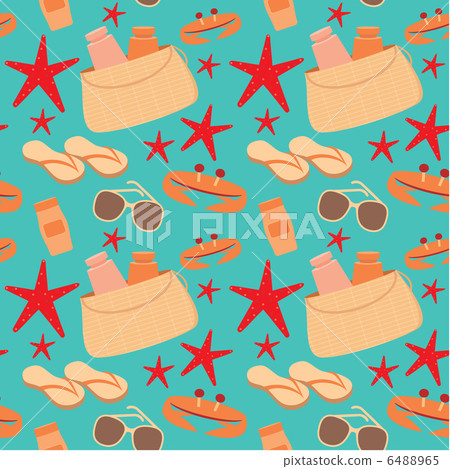 Seamless beach accessories pattern - Stock Illustration [6488965] - PIXTA