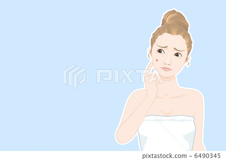 痤瘡面部的女人 6490345