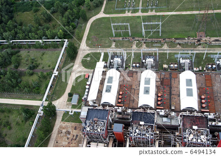 Power Plant and European Village aerial view Power Plant and European Village aerial view 6494134