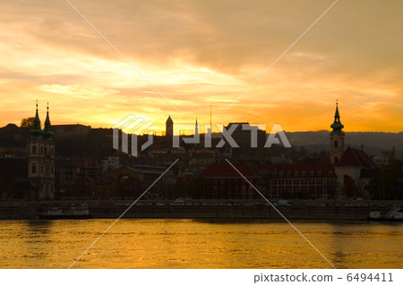 Budapest Hungary Buda Side and River Danube in the Sunset Budapest Hungary Buda Side and River Danube in the Sunset 6494411