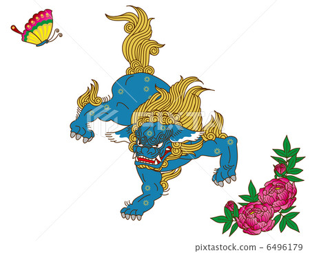 Tang lion peony and butterfly 6496179