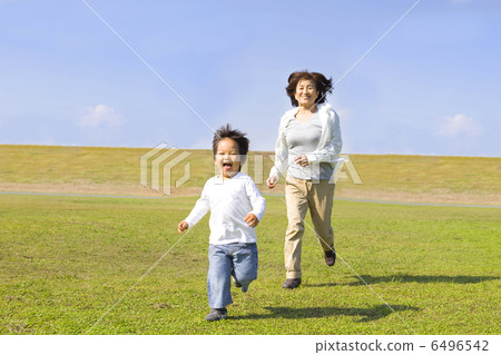 Running children and grandmothers Running children and grandmothers 6496542