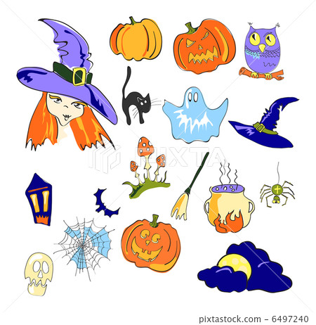 Vector illustration of color elements of Halloween Vector illustration of color elements of Halloween 6497240