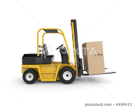 Forklift with cardboard box Forklift with cardboard box 6499415
