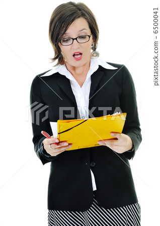 business woman hold papers and folder 6500041