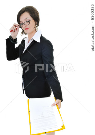 business woman hold papers and folder business woman hold papers and folder 6500386