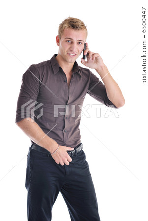 one businessman with cellphone isolated on white one businessman with cellphone isolated on white 6500447