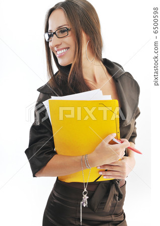 business woman hold papers and folder business woman hold papers and folder 6500598