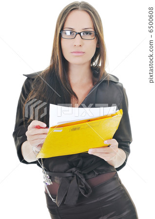 business woman hold papers and folder business woman hold papers and folder 6500608