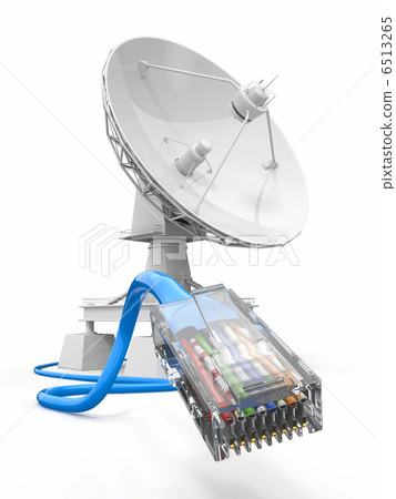 Communiation. Satellite dish with cable. 6513265