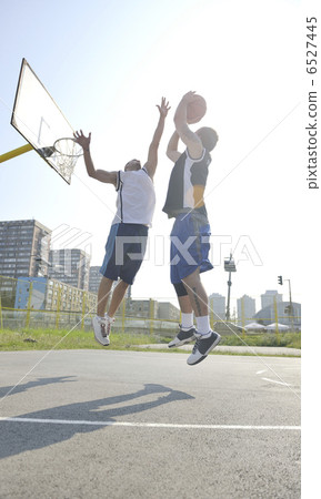 streetball game at early morning streetball game at early morning 6527445