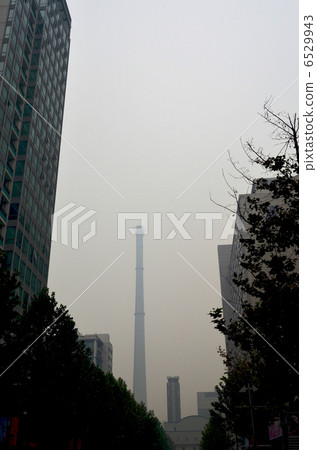 Streets of Beijing hazy by smog 6529943