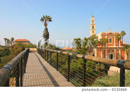 St. Peter Church and wooden bridge in Yafo, Israel. 6530866