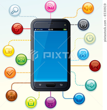 Touchscreen Smartphone with Icons 6530919