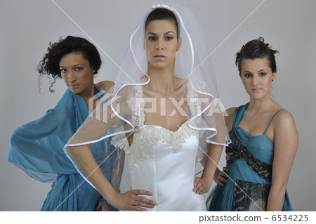 portrait of a three beautiful woman in wedding dress portrait of a three beautiful woman in wedding dress 6534225