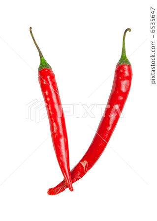 V letter made from chili V letter made from chili 6535647