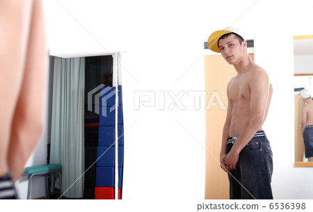 .young boy in mirror .young boy in mirror 6536398