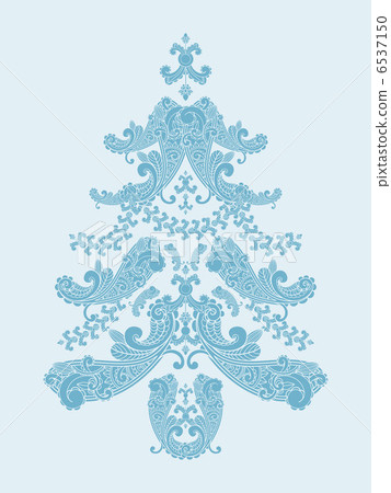 vector christmas tree from paisley elements in blue vector christmas tree from paisley elements in blue 6537150