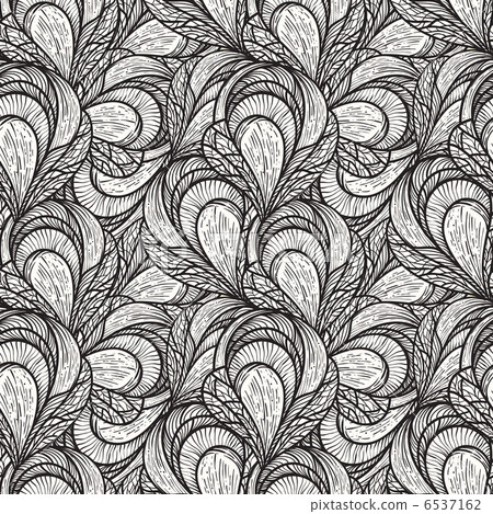 vector seamless abstract floral pattern, monochrome 6537162