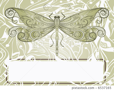 vector hand drawn beautiful dragonfly on abstract background, vi 6537165