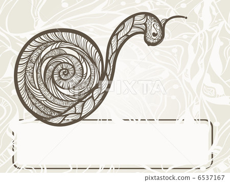 vector hand drawn monochrome snail with frame for your text vector hand drawn monochrome snail with frame for your text 6537167