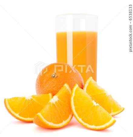 Juice glass and orange fruit Juice glass and orange fruit 6538133