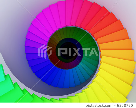Colorful spiral stair to the infinity. 6538750