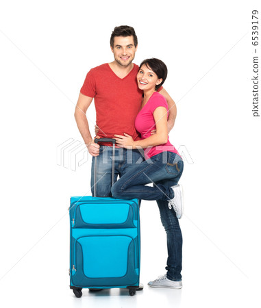 couple with suitcase going to travel couple with suitcase going to travel 6539179
