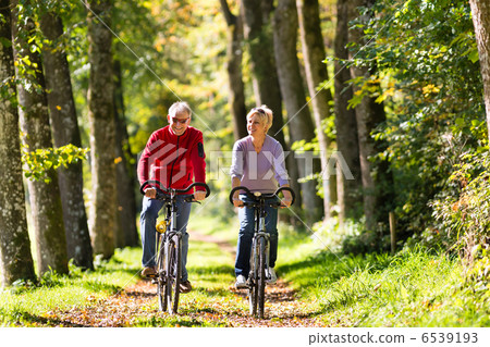 Seniors exercising with bicycle Seniors exercising with bicycle 6539193