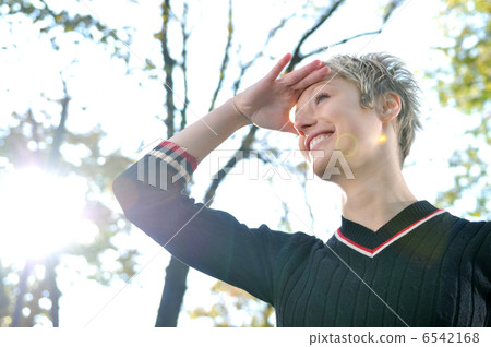 blonde Cute young woman looking out blonde Cute young woman looking out 6542168