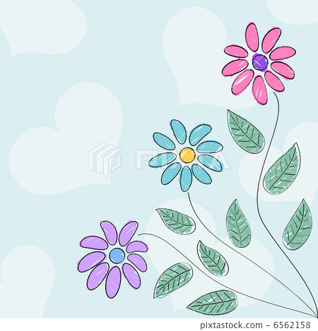 Valentine's day card with drawn like flowers and copy space. 6562158