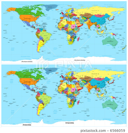 Political map of the world. Vector. Distorted... - Stock Illustration ...