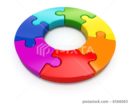 Wheel collected from puzzles. 3d Wheel collected from puzzles. 3d 6566065