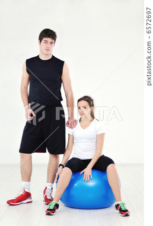 happy young couple fitness workout and fun happy young couple fitness workout and fun 6572697