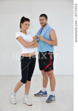 happy young couple fitness workout and fun happy young couple fitness workout and fun 6572852
