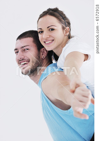happy young couple fitness workout and fun 6572918