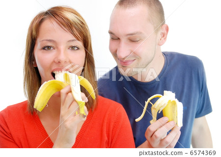 happy couple with bananas happy couple with bananas 6574369