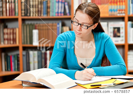 girl studying in library girl studying in library 6578857