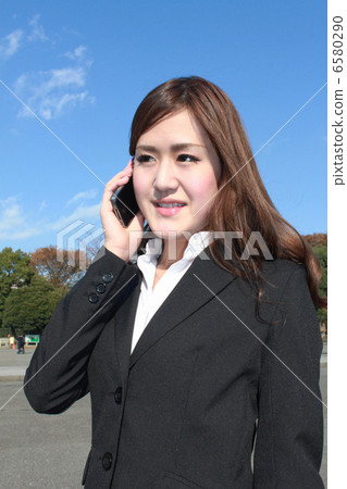 女人，電話，微笑， 6580290