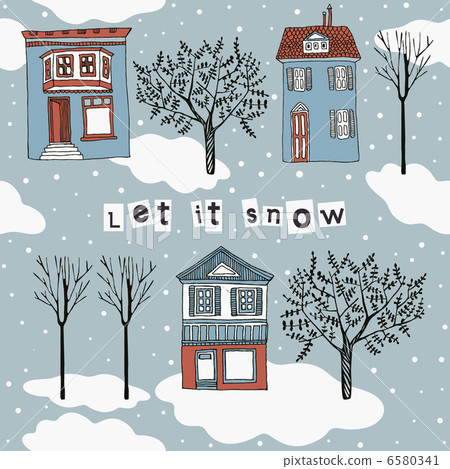 Let it snow. Card. Seamless background. 6580341
