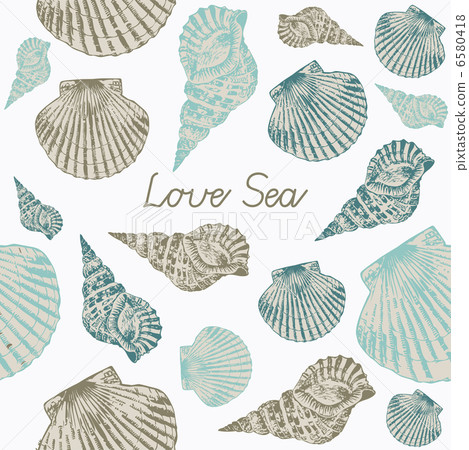 Abstract vector illustration with seashells. .Seamless backgroun Abstract vector illustration with seashells. .Seamless backgroun 6580418